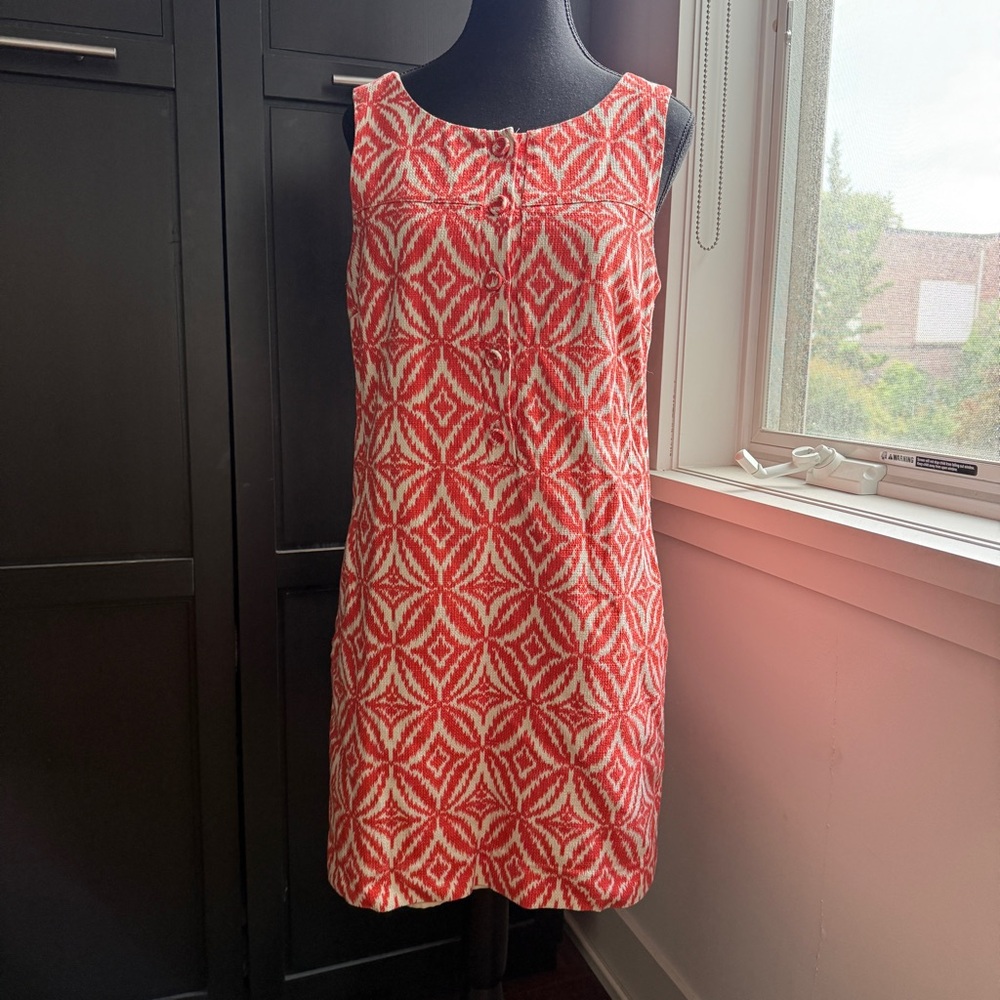 Joe Fresh Coral and White Patterned Shift Dress